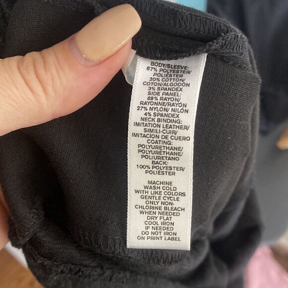 Women’s Ann Taylor Loft Black XS T-shirt Leather Pipping - Picture 2 of 5